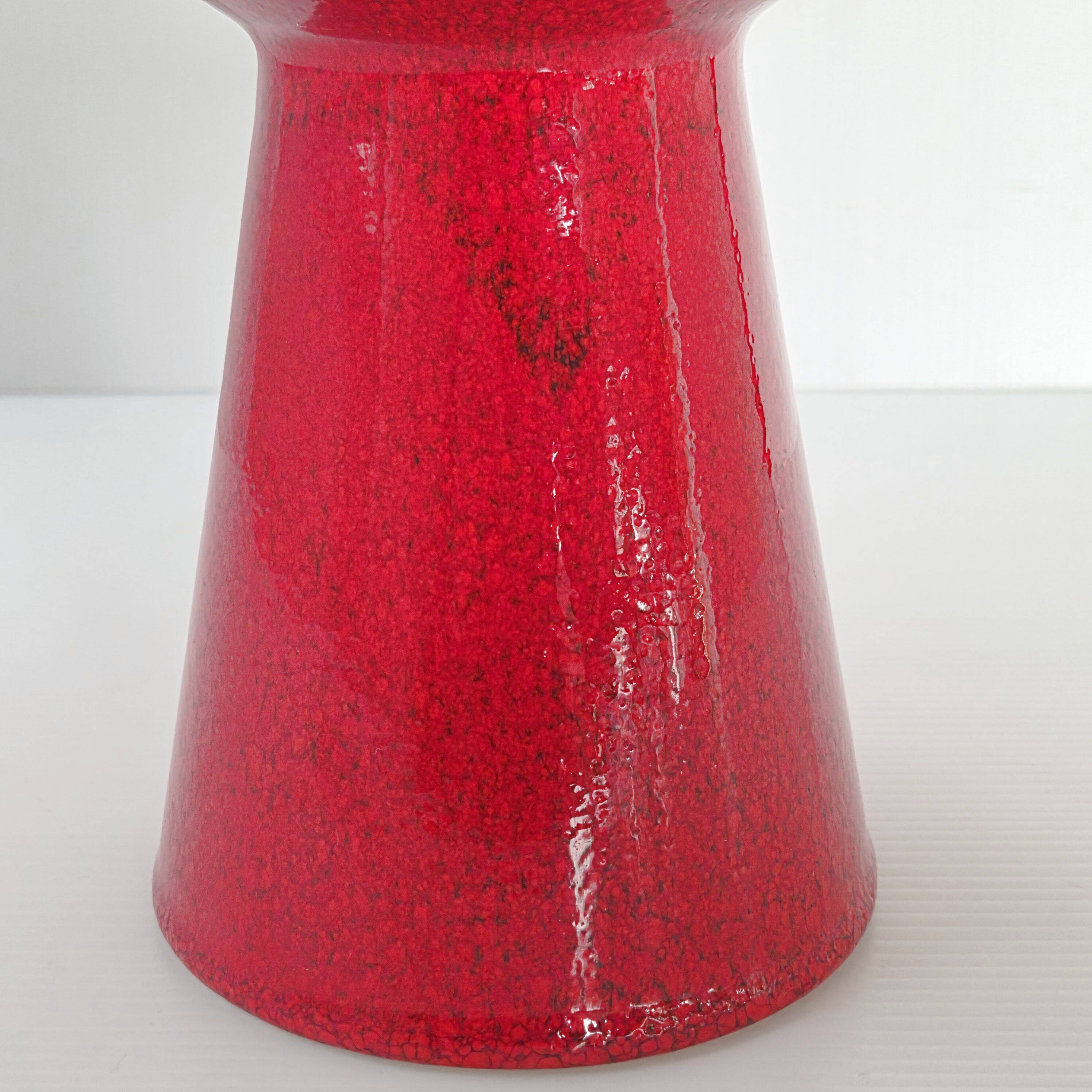 Vintage 1950 red italian ceramic vase 50s retro spaghetti rockabilly
