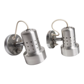 Pair of modernist wall lights in aluminum 1970