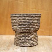 Old wicker bowl, straw and bramble burgundy, braided bowl, countryside, chalet