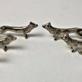 6 Vintage Silver Metal Knife Rests - Elegant Fox Design