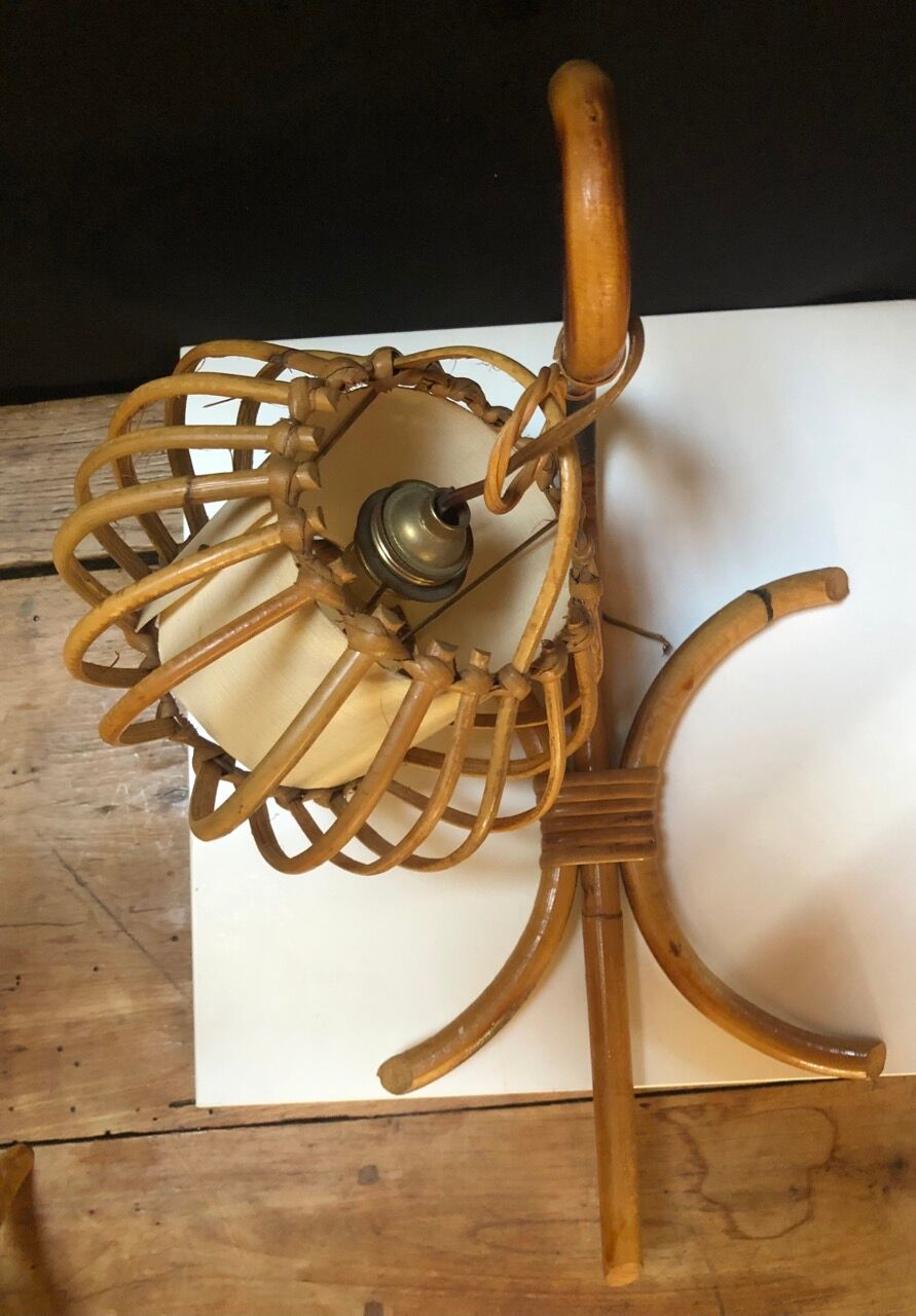 Vintage rattan wall lamps 60s, sold by 2