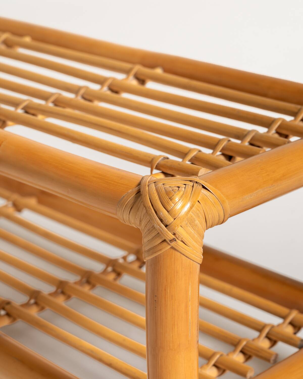 Scandinavian bamboo and rattan bench, second half of the 20th century