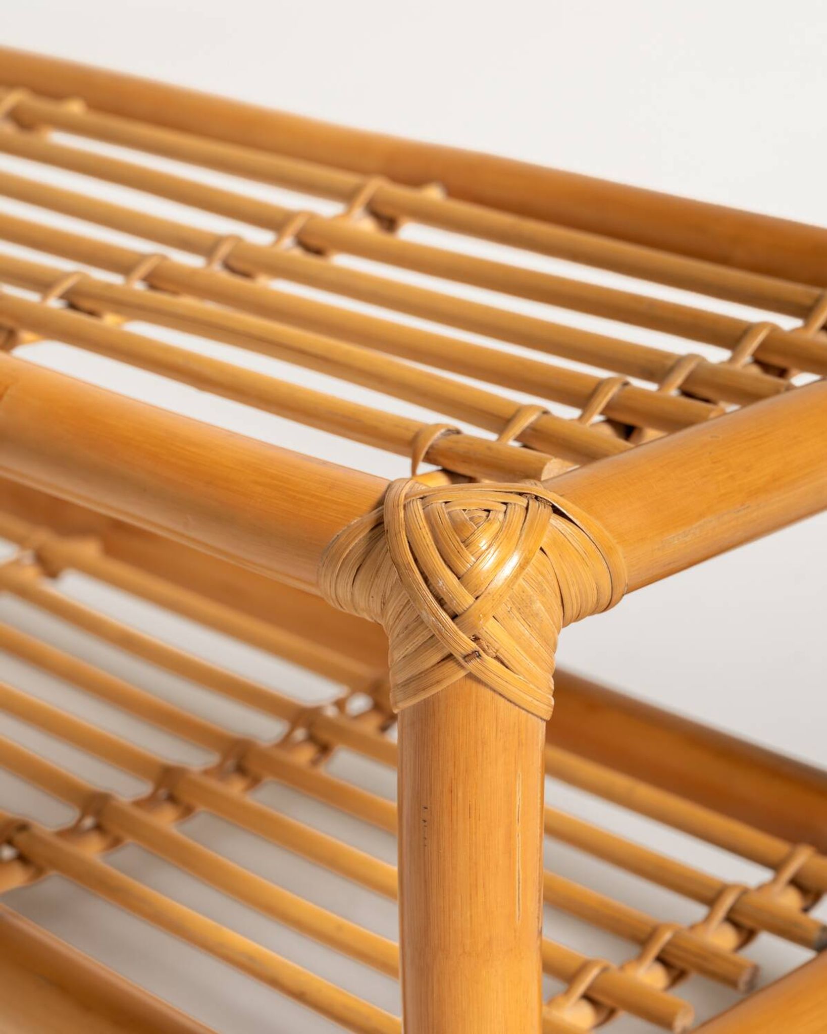 Scandinavian bamboo and rattan bench, second half of the 20th century