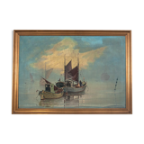 Peinture « Bateaux dans le brouillard »