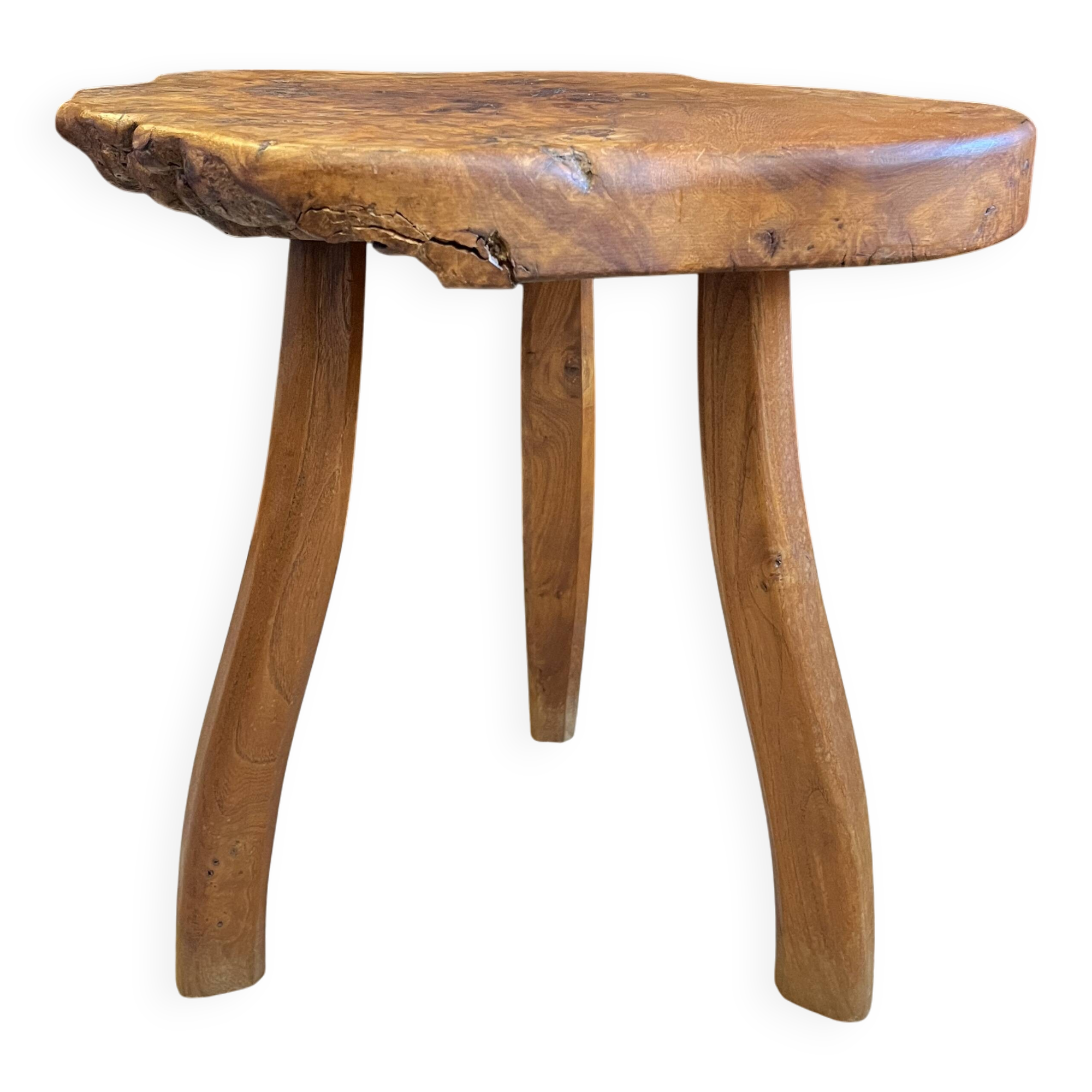 Tabouret tripode en bois massif