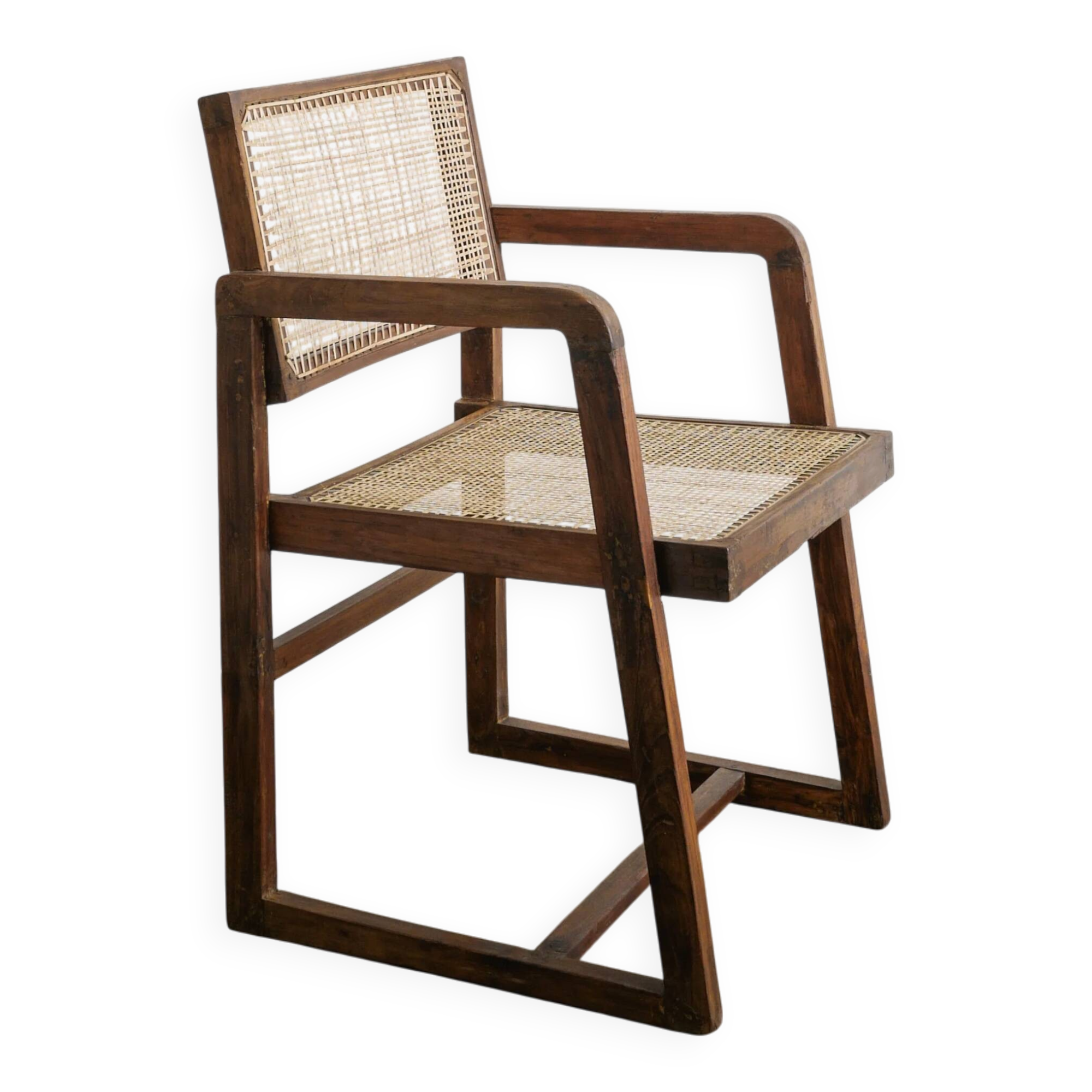 Mid Century Wooden "Box Chair" in Teak by Pierre Jeanneret, 1950s