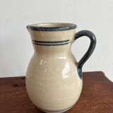 Off-white glossy ceramic decanter, hand-painted gray blue patterns H:20cm