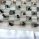 Onyx chessboard and complete wooden chess set.