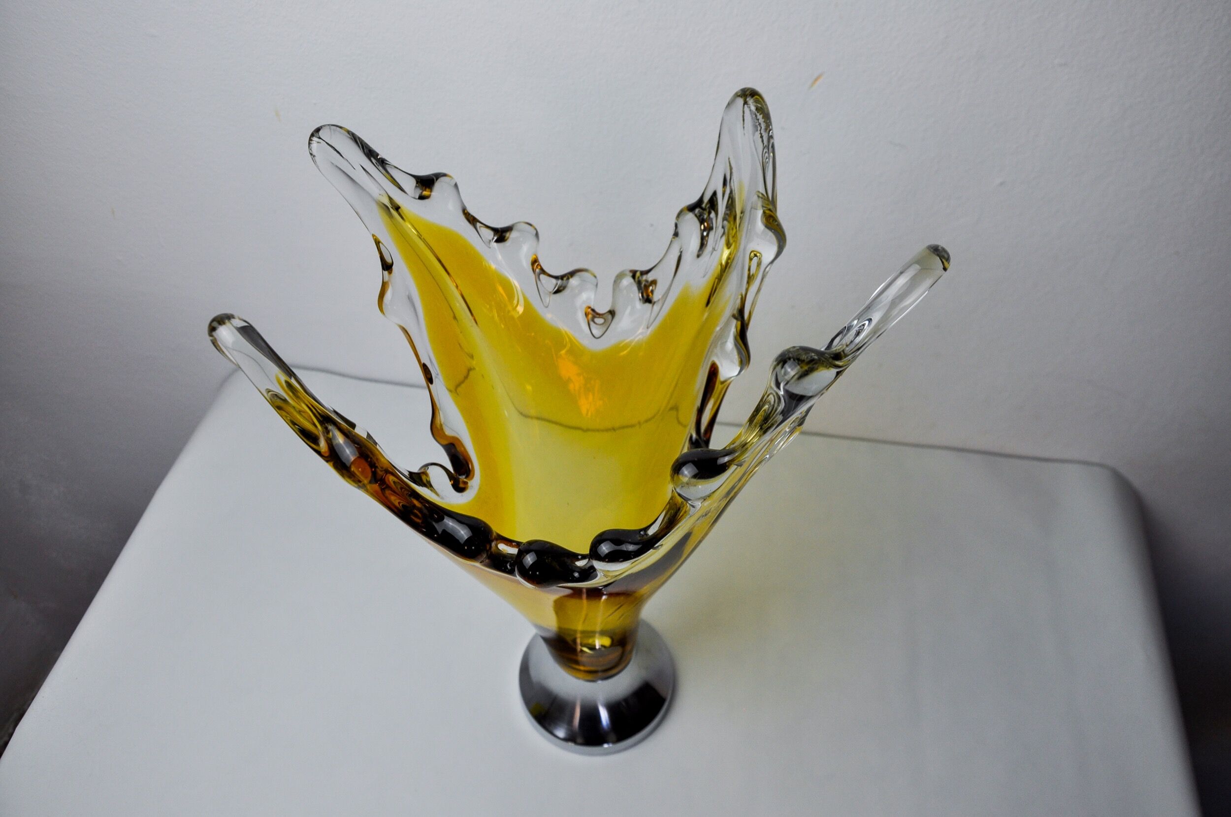 Sommerso vase by seguso in yellow murano glass, Italy, 1970