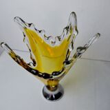 Vase sommerso par seguso en verre de murano jaune, italie, 1970