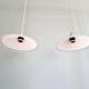 Pair of Art Deco pendant lights in scalloped white opaline, 1920-30