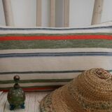 Striped linen cushion