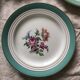 6 assiettes plates Ceranord Saint Amand Beaugency fleurs bords dorés et vert menthe