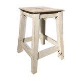 White patinated wooden workshop stool