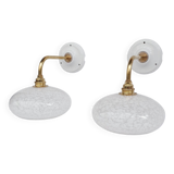 Speckled glass swan neck wall lights