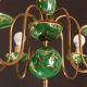 Art Deco Brass and Painted Terracotta Chandelier, 1950s