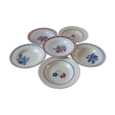 Set of 6 mismatched hollow plates Digoin Lunéville and Badonviller years 30-40