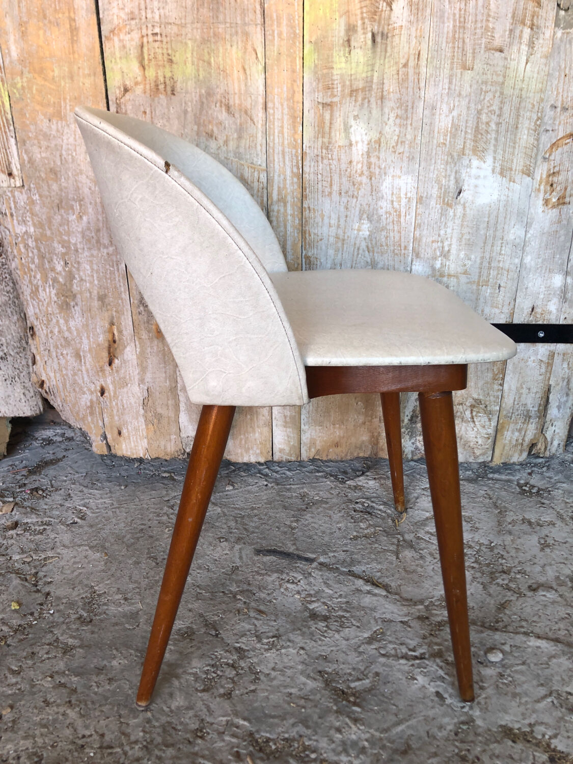 Scandinavian armchair skai white compass wooden vintage