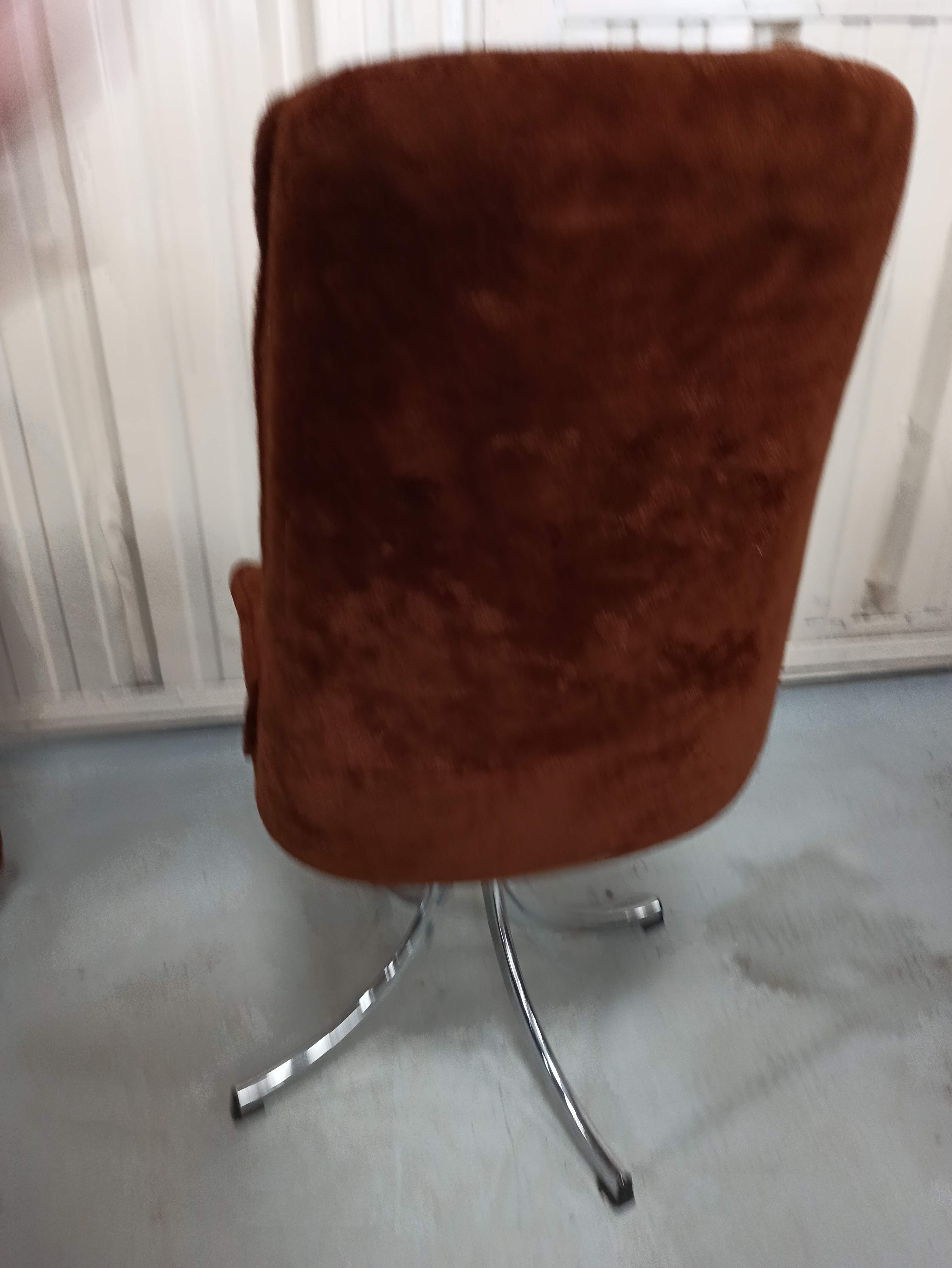 Set of 6 chrome velvet bucket chairs from the 70s