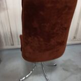 Set of 6 chrome velvet bucket chairs from the 70s