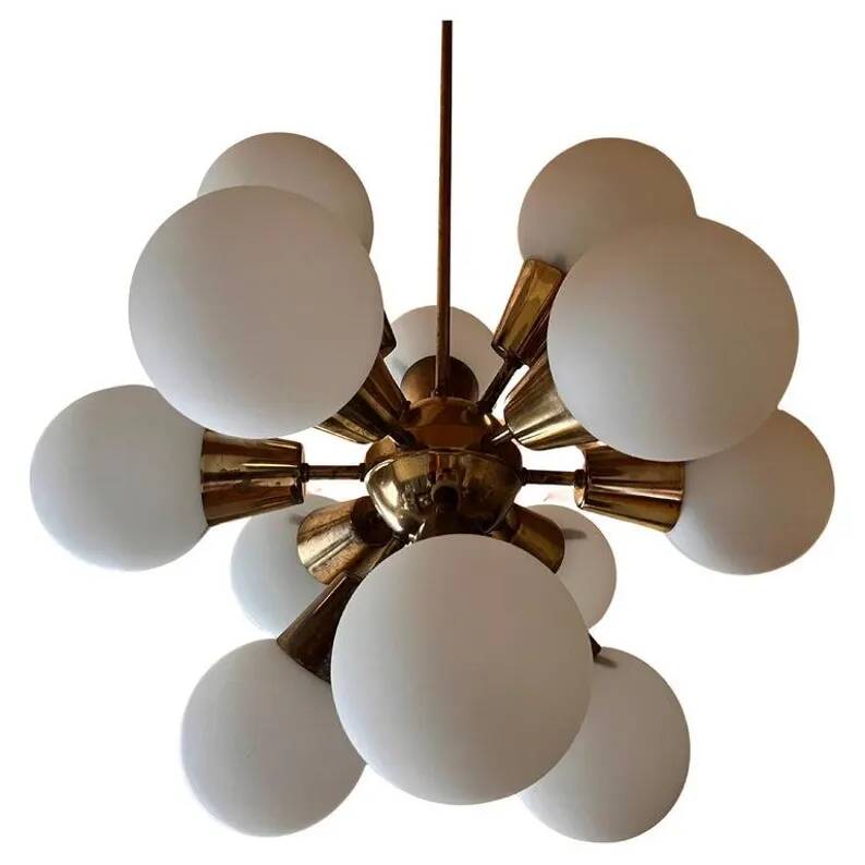 Space Age brass Design Chandelier Sputnik by Kamenicky Senov, 1970s