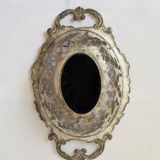 Beautiful silver metal basket with rose decoration