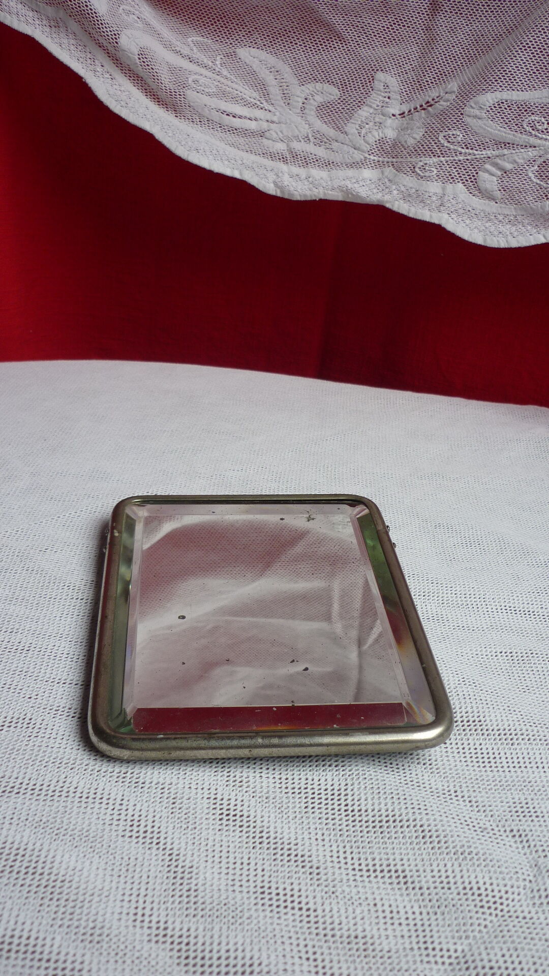 Authentique  miroir de barbier vintage 17x12cm