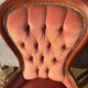 Paire de chauffeuses & pouf Louis-Philippe velours rose, XIXe