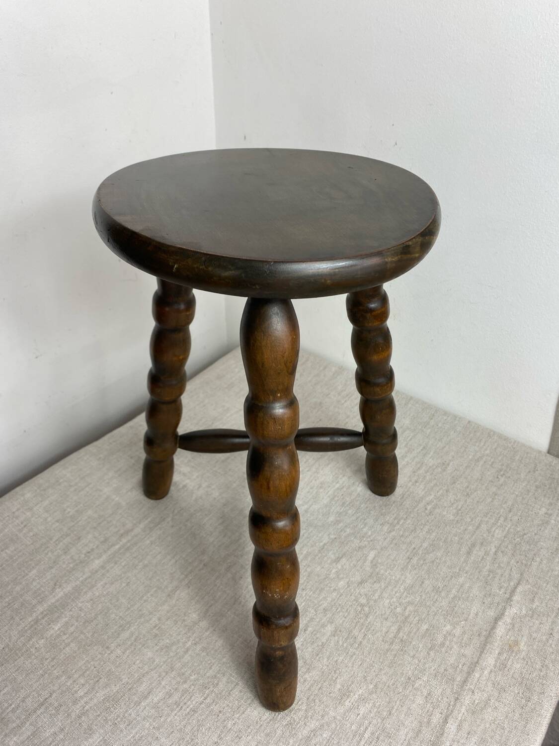Turned wooden stool