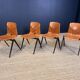Ensemble de 4 chaises Galvanitas S22 chêne Pays-Bas années 70