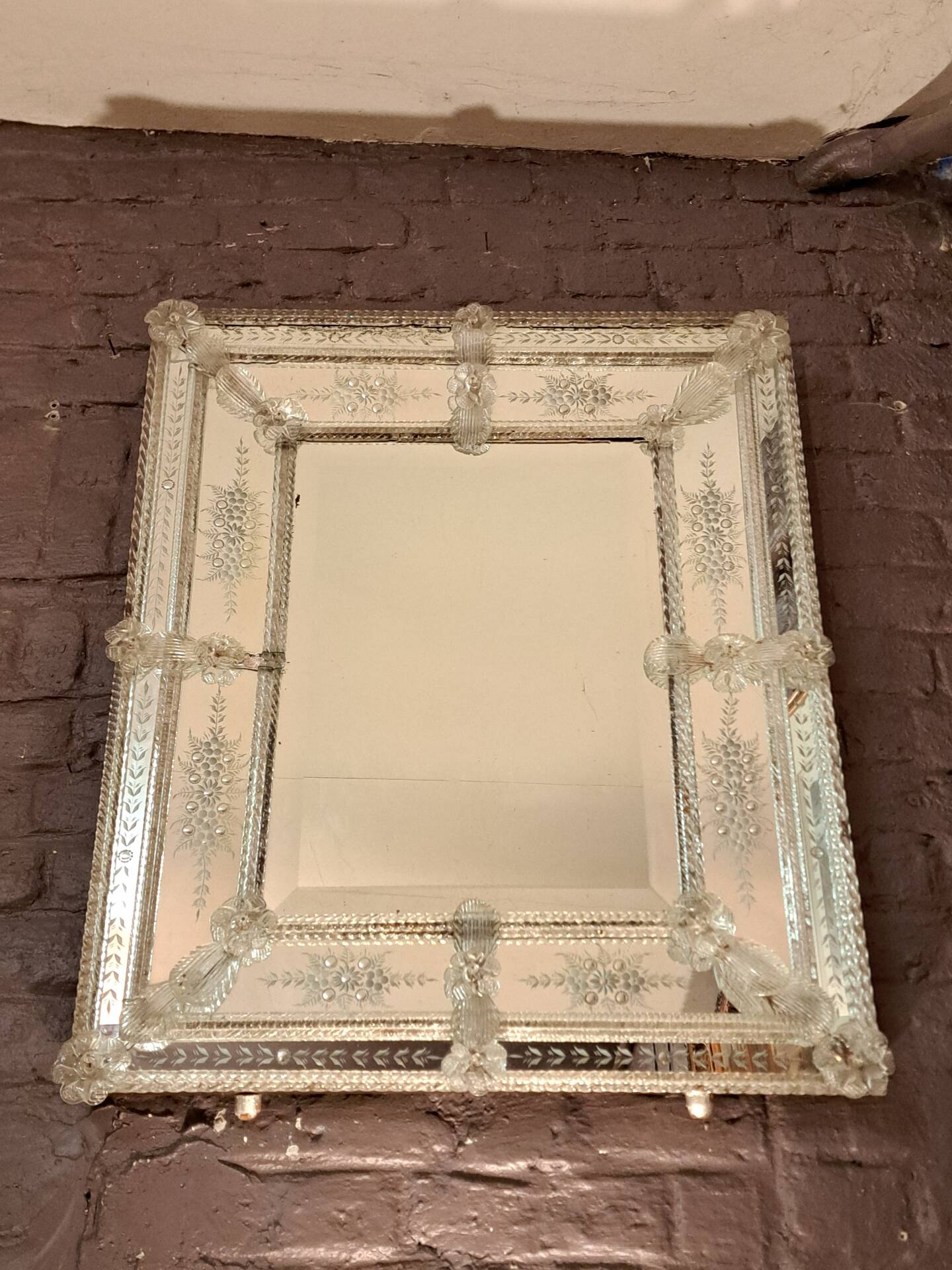 Venetian mirror with Murano glass frame