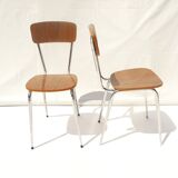 Set of 3 formica chairs wood color