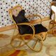 Pair of armchairs vintage rattan with skins