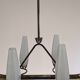 Eight-light chandelier in glass and brass, France circa 1960.