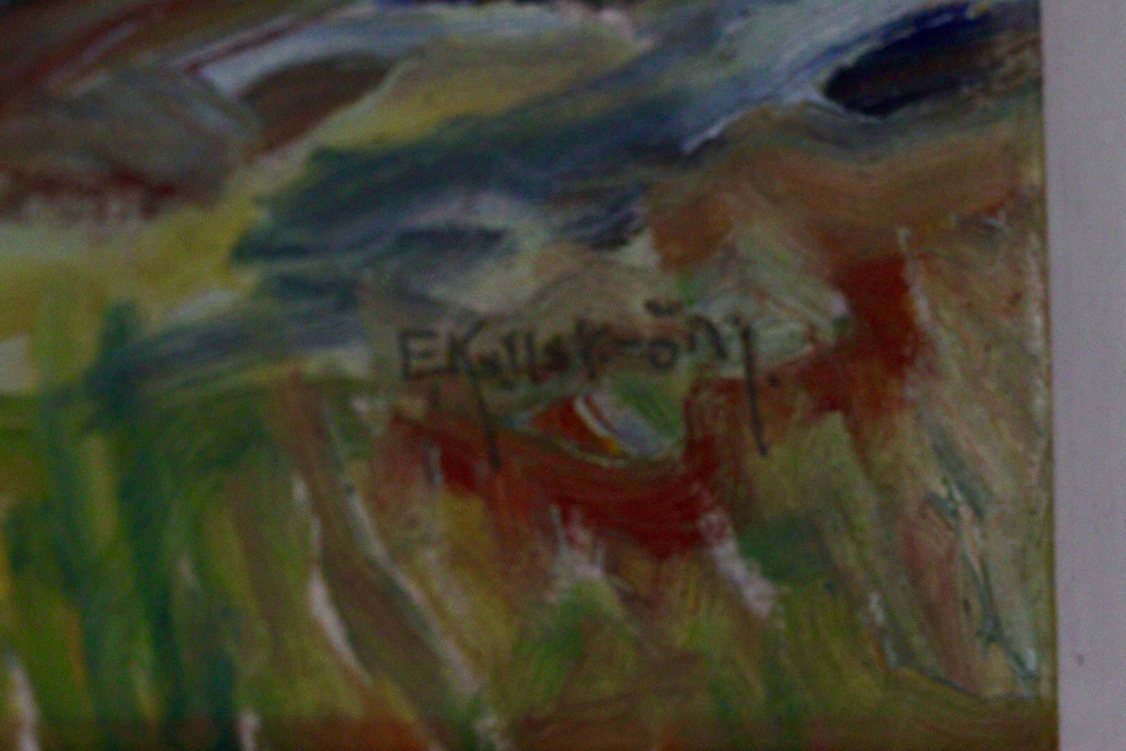Framed oil on panel "Landscape", Sweden mid 20th century
