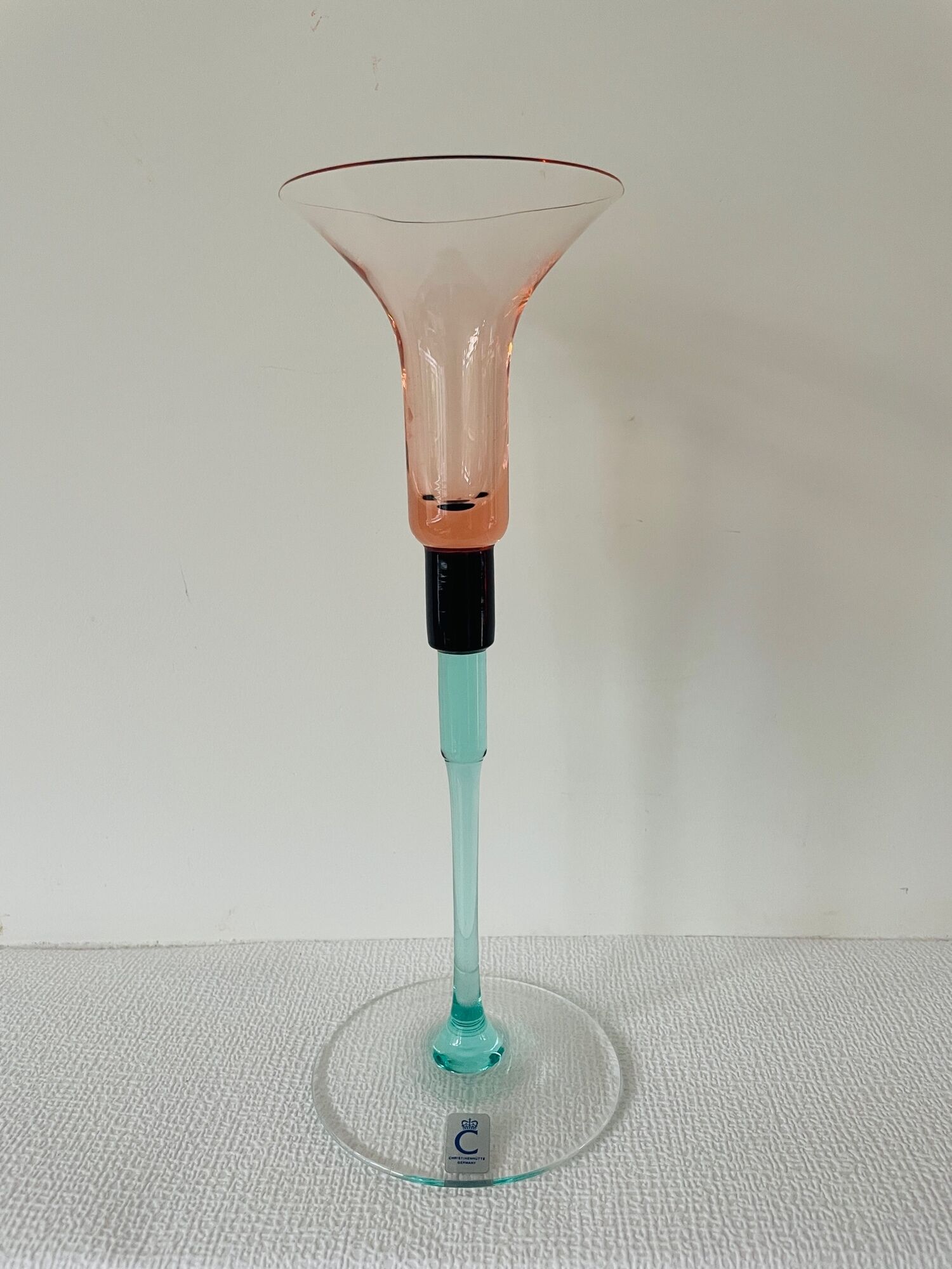 Design candleholder Christinenhütte Germany. Unique Design Cristinen Hütte. German glass.