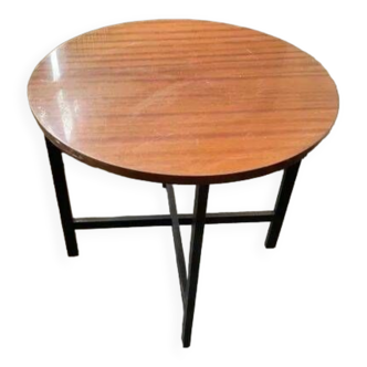 Table basse ronde noyer et acier