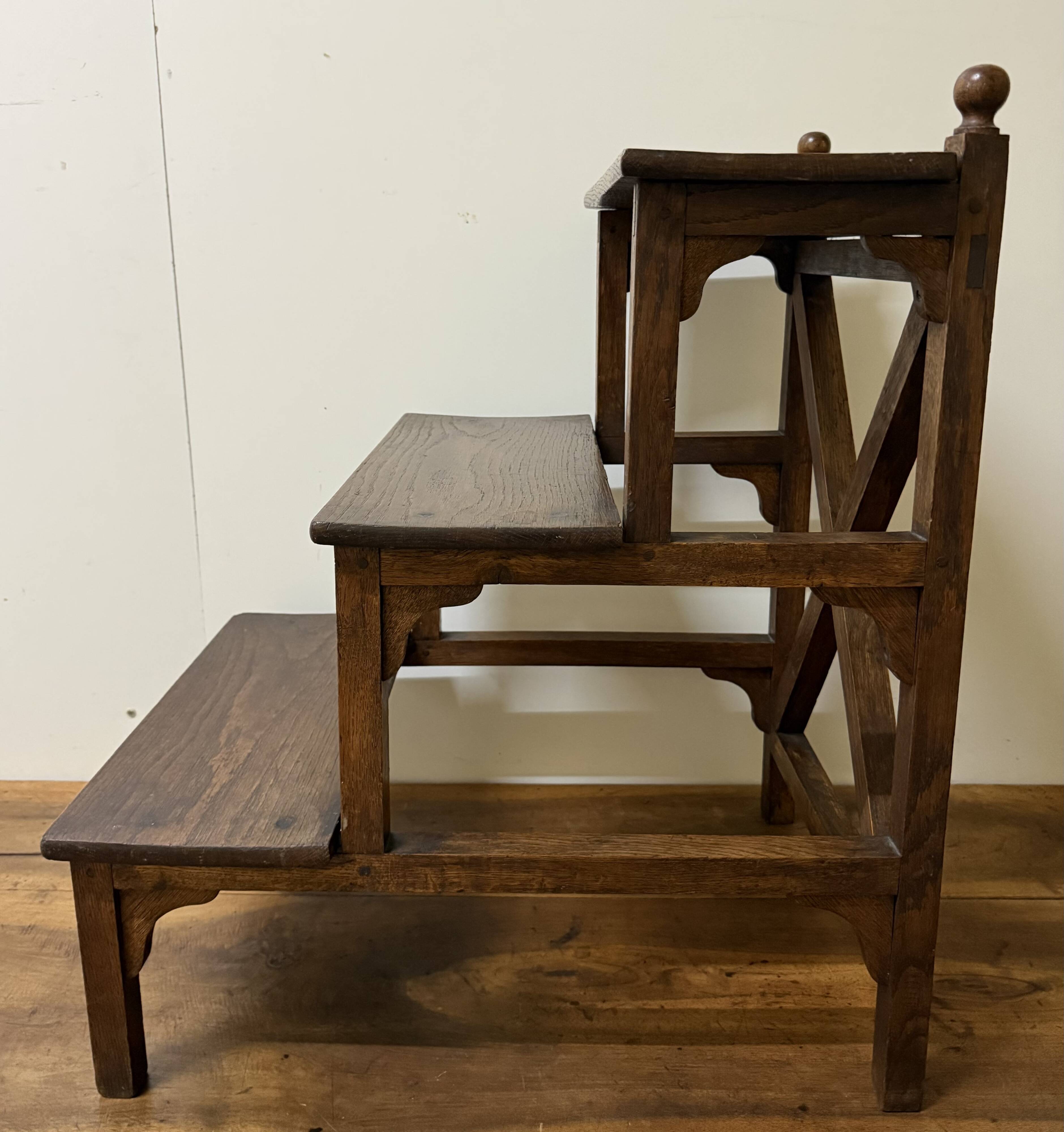 Library step ladder in oak