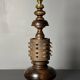 Brutalist wood turned and cast iron large table lamp, 1960s