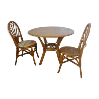 Rattan living room round table and chairs