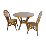 Salon en rotin table ronde et chaises