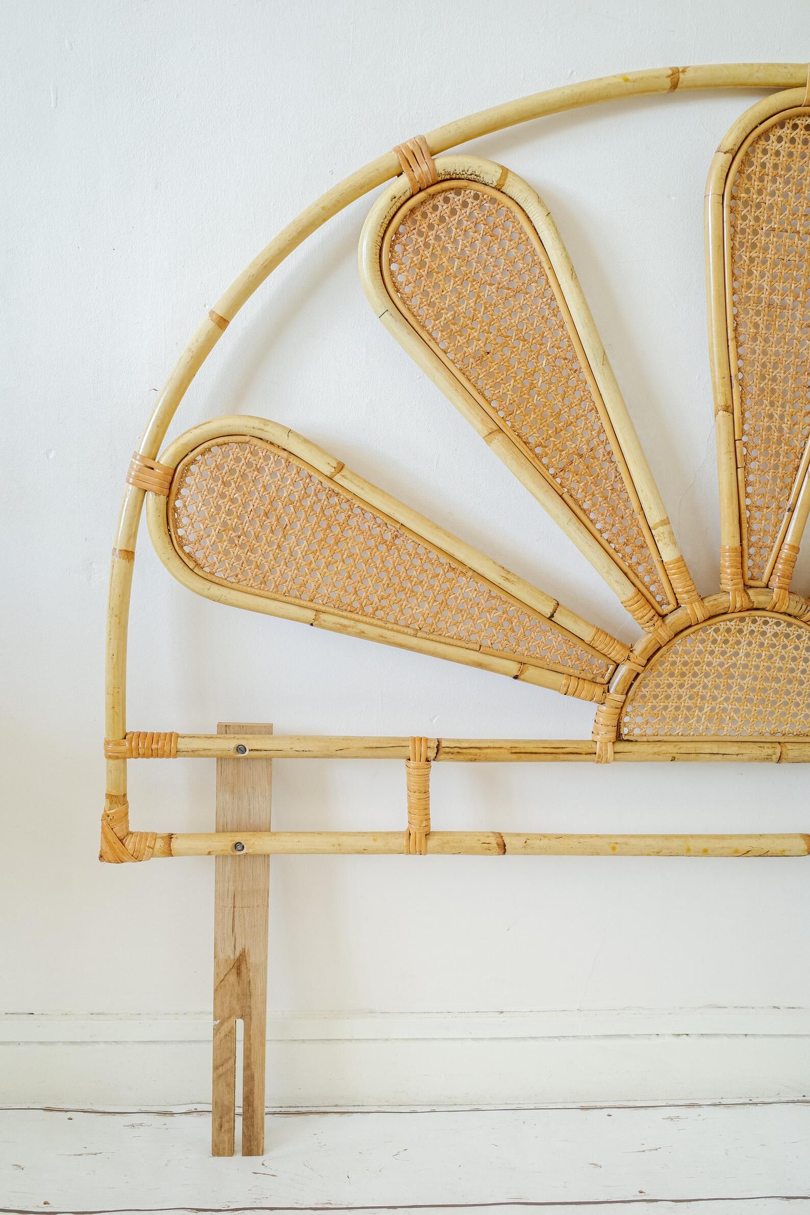 Rattan peacock headboard
