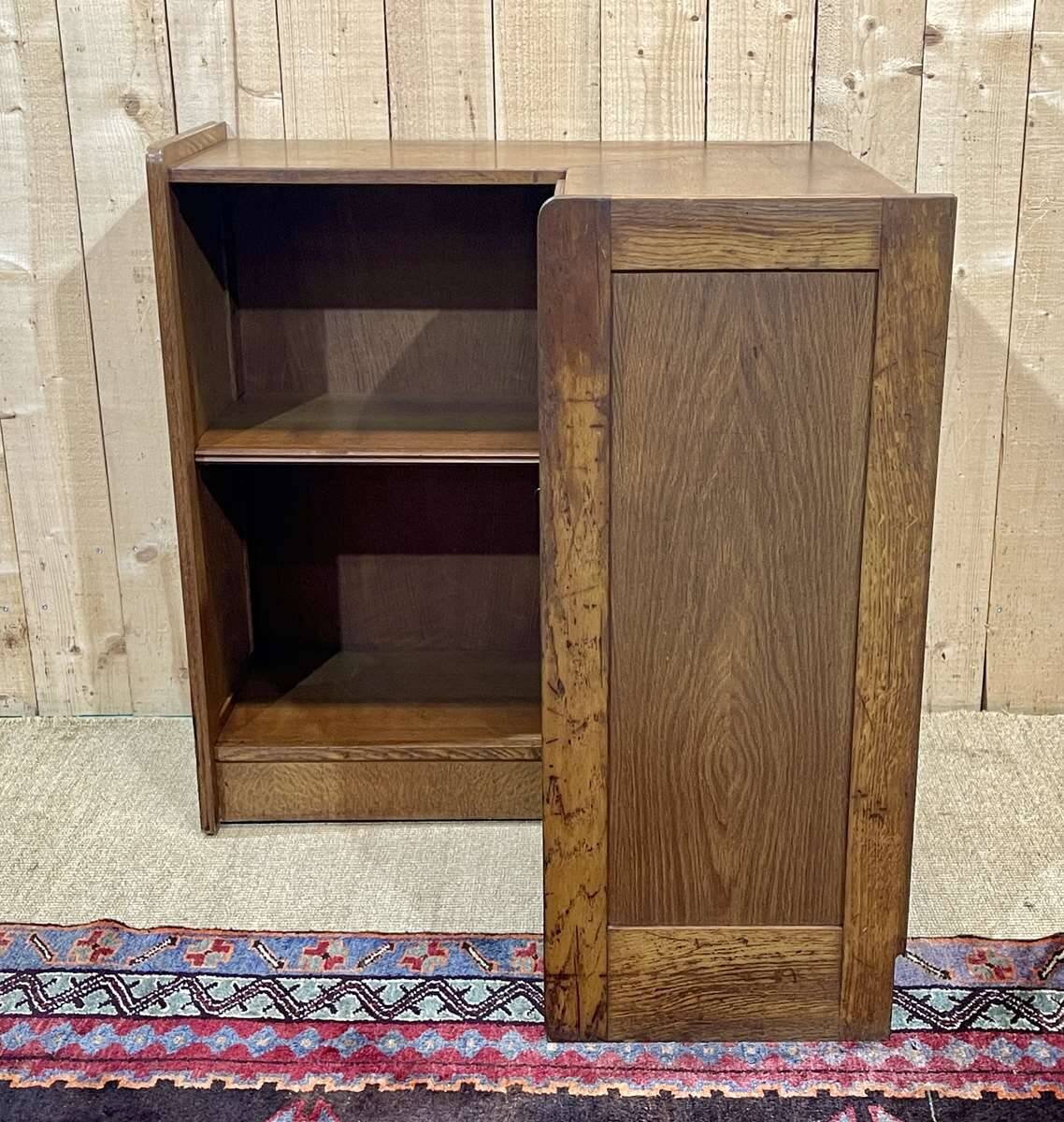 1950s oak corner cabinet