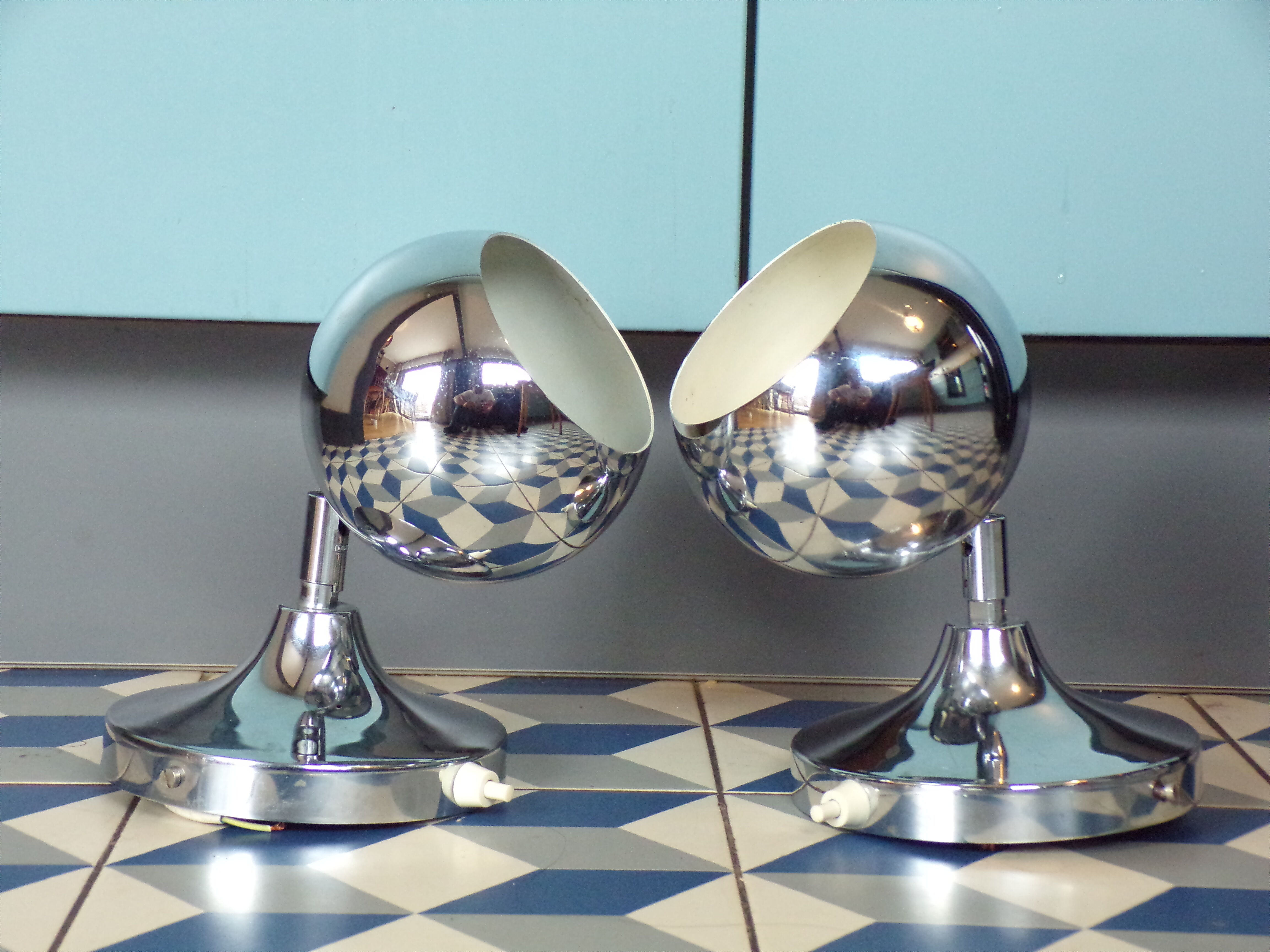 Pair of Lambert Rohrer eye-ball wall lamps