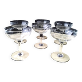 6 Vintage Ground Glass Champagne Glasses
