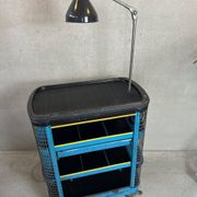 Trolley industriel vintage 'Hazet Assistent' + lampe Rademacher