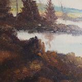 Painting „The Autumn Pond”, Scandinavian design, 1970s