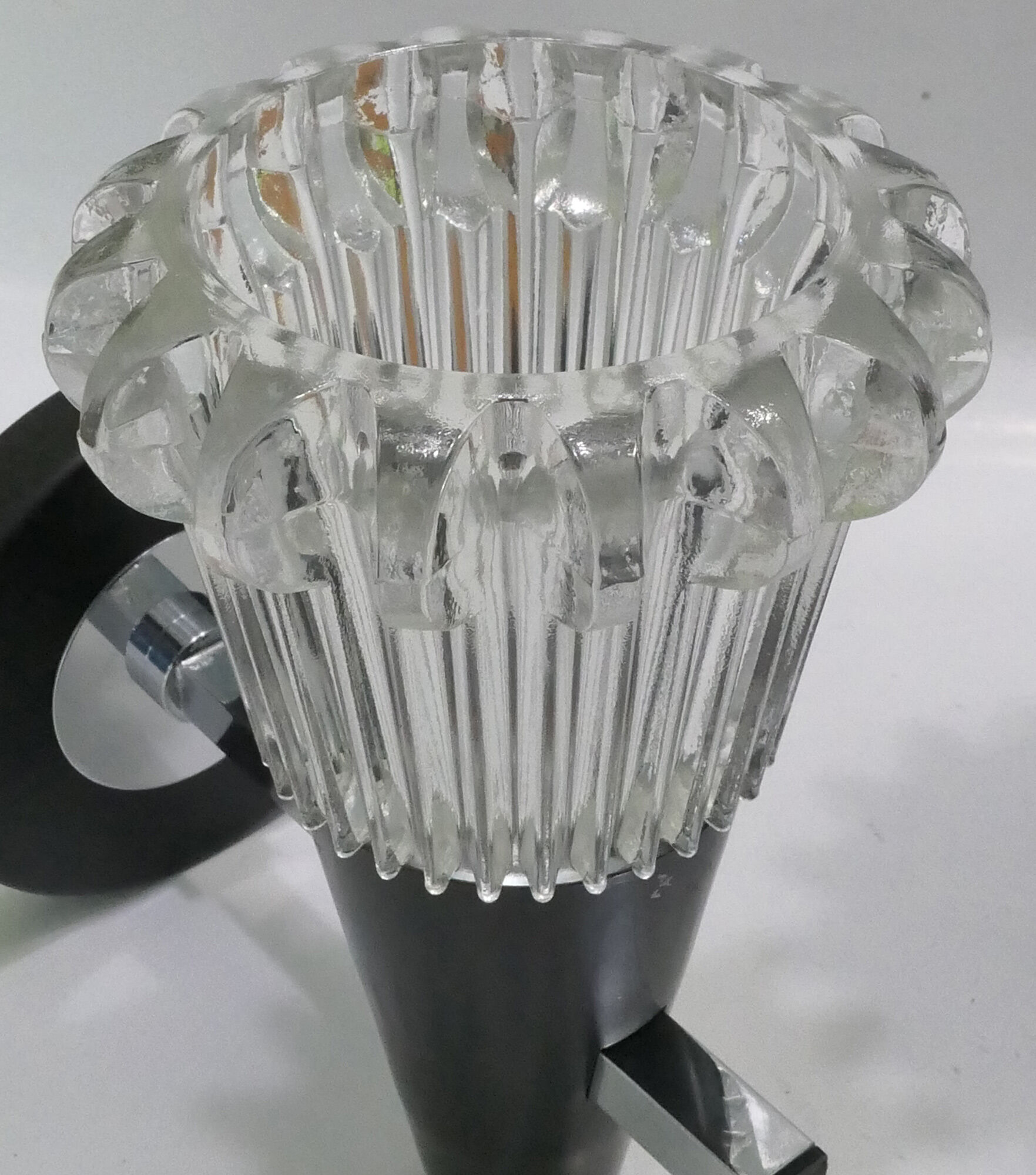 Pair of torch wall light or black and Chrome 60-70s cones