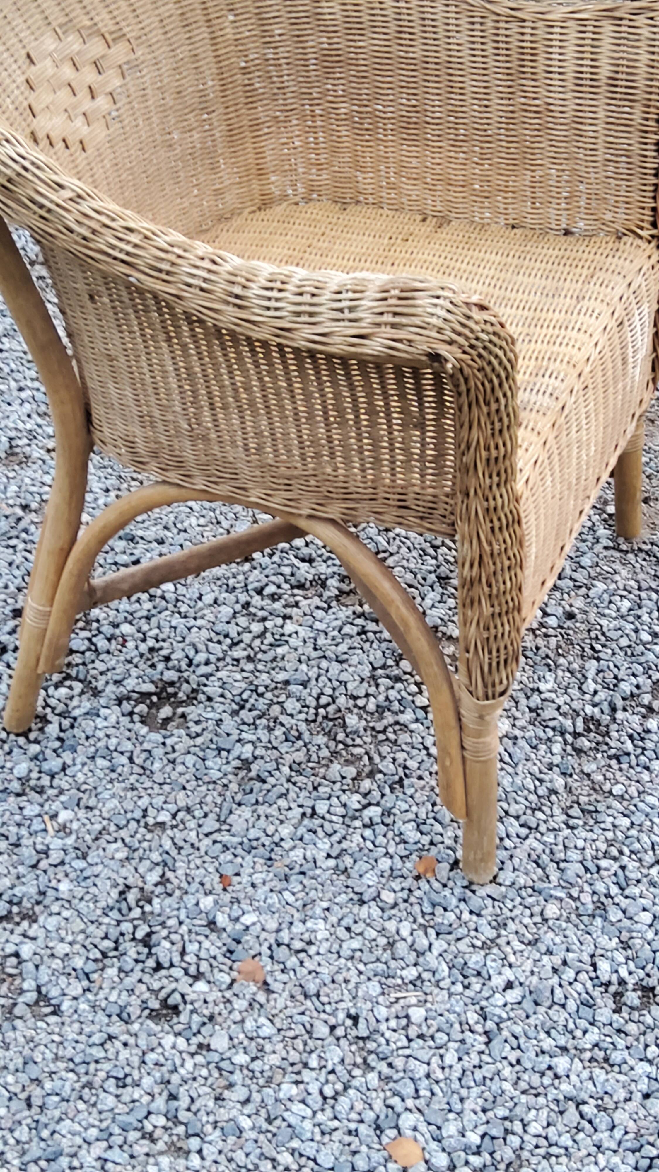 Pair of armchairs and bench in rattan and bamboo from the 60s/70s