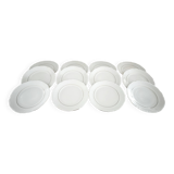 12 assiettes à dessert en porcelaine Manufacture double filet or